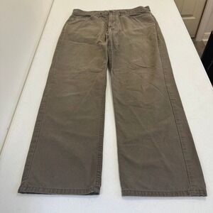 Blue Mountain Mens Olive Brown Cotton Canvas Work Utility Pants 36x32 (Fits 29)